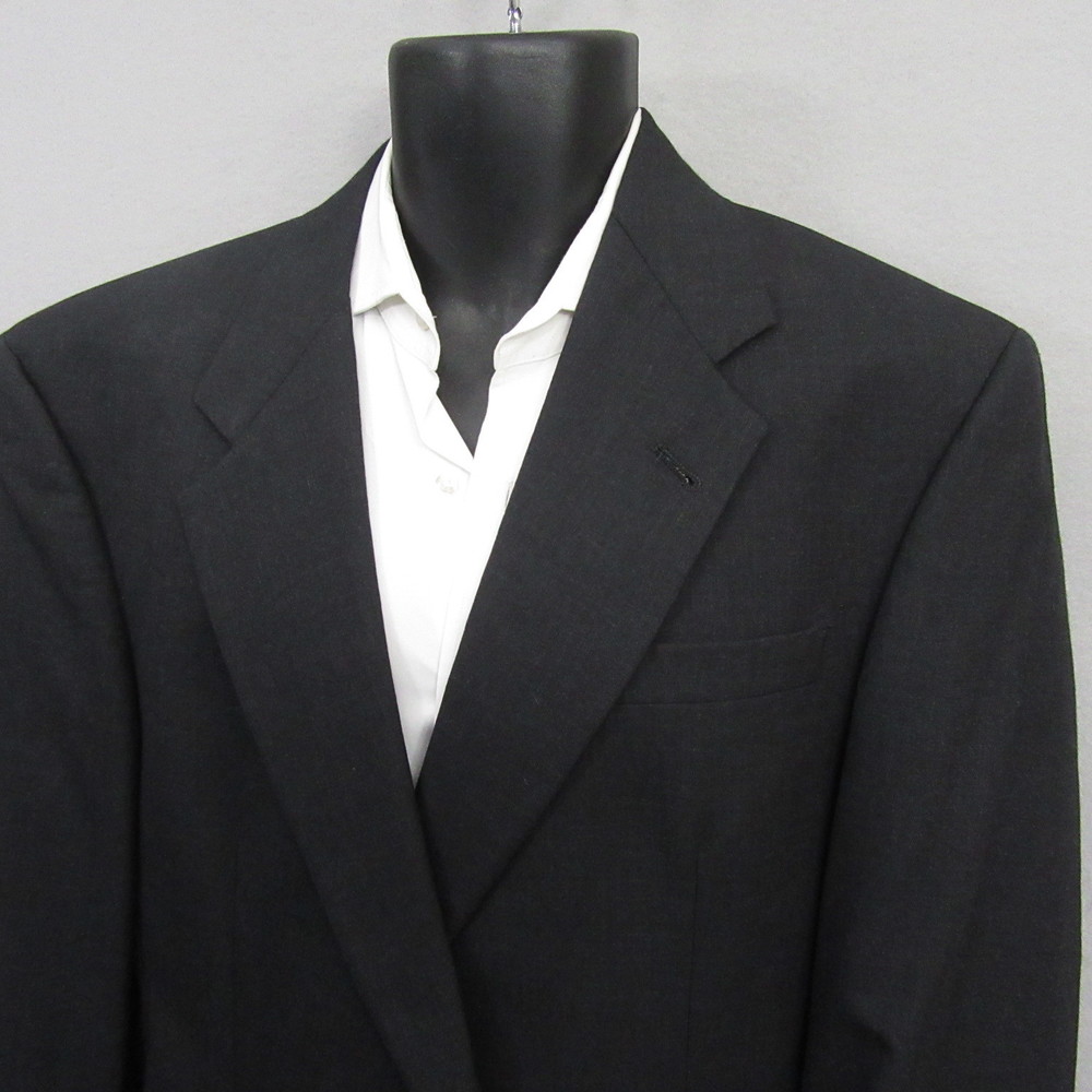 Hart‎ Schaffner & Marx Mens 2 Piece Suit 42L 34Wx30L Solid Charcoal Gray